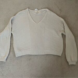 La Hearts Cream V-Neck Chunky Knit Sweater